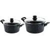 SET DE POÊLES Westinghouse - Casserole 24 CM + 28 CM - Marbre Noir