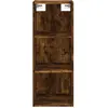vidaXL Buffet haut Chêne fumé 34,5x34x180 cm Bois d'ingénierie