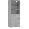 vidaXL Buffet haut Gris béton 69,5x34x180 cm Bois d'ingénierie