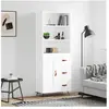 vidaXL Buffet haut Blanc 69,5x34x180 cm Bois d'ingénierie