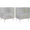 vidaXL Tables de chevet 2pcs gris béton 40x35x47,5cm bois d’ingénierie