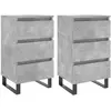 vidaXL Tables de chevet 2 pcs gris béton 40x35x69 cm bois d’ingénierie