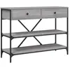 vidaXL Table console avec tiroirs et étagères gris bois d'ingénierie