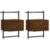 vidaXL Table de chevet murale 2 pcs chêne marron 35x30x51 cm