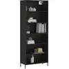 vidaXL Buffet noir 69,5x32,5x180 cm bois d'ingénierie