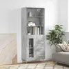 vidaXL Buffet haut Gris béton 69,5x34x180 cm Bois d'ingénierie