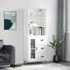 vidaXL Buffet haut Blanc 69,5x34x180 cm Bois d'ingénierie