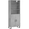 vidaXL Buffet haut Gris béton 69,5x34x180 cm Bois d'ingénierie