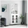 vidaXL Buffet haut Blanc 69,5x34x180 cm Bois d'ingénierie