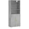 vidaXL Buffet haut Gris béton 69,5x34x180 cm Bois d'ingénierie