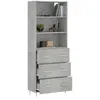 vidaXL Buffet haut Gris béton 69,5x34x180 cm Bois d'ingénierie