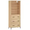 vidaXL Buffet haut Chêne sonoma 69,5x34x180 cm Bois d'ingénierie