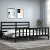 vidaXL Cadre de lit avec tête de lit noir 200x200 cm bois massif