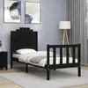 vidaXL Cadre de lit avec tête de lit noir petit simple bois massif