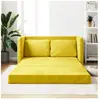 vidaXL Canapé-lit 2 en 1 jaune foncé 122x204x55 cm velours 353963