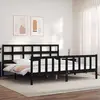 vidaXL Cadre de lit avec tête de lit noir 200x200 cm bois massif