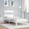 vidaXL Cadre de lit avec tête de lit blanc 90x200 cm bois massif