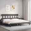vidaXL Cadre de lit avec tête de lit gris 200x200 cm bois massif