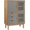 vidaXL Buffet haut OTTA marron et gris 85x43x125 cm bois massif de pin
