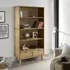 vidaXL Bibliothèque OTTA avec 2 tiroirs Marron Bois massif pin