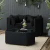 vidaXL Salon de jardin 4 pcs avec coussins Noir Résine tressée