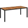 Vidaxl table de jardin dessus en bois noir 190x90x75 cm résine tressée