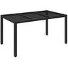 vidaXL Table de jardin dessus en verre Noir 150x90x75cm Résine tressée