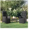 vidaXL Chaises inclinables d'extérieur et coussins2pcs Poly rotin Noir