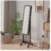 vidaXL Miroir sur pied blanc avec LED noir 34x37x146 cm