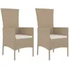 vidaXL Chaises de jardin avec coussins 2 pcs Résine tressée Beige