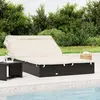 vidaXL Transat 2 places avec toit pliable noir 213x118x97 cm