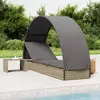 vidaXL Chaise longue avec toit rond gris 211x57x140 cm résine tressée