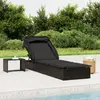 vidaXL Transat avec toit pliable noir 213x63x97 cm résine tressée
