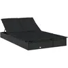 vidaXL Chaise longue à 2 places avec coussins noir résine tressée