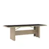 vidaXL Table de jardin plateau en verre Résine tressée verre trempé