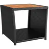 vidaXL Table à thé et dessus en bois Noir Résine tressée Acacia massif