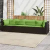 vidaXL Salon de jardin 4 pcs avec coussins Marron Résine tressée