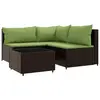 vidaXL Salon de jardin 4 pcs avec coussins Marron Résine tressée