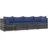 vidaXL Salon de jardin 4 pcs avec coussins Gris Résine tressée