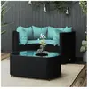 vidaXL Salon de jardin 4 pcs avec coussins Noir Résine tressée