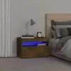 vidaXL Table de chevet avec lumières LED Chêne fumé 60x35x40 cm