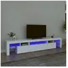 vidaXL Meuble TV avec lumières LED Blanc 215x36,5x40 cm