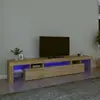 vidaXL Meuble TV avec lumières LED Chêne sonoma 215x36,5x40 cm