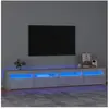 vidaXL Meuble TV avec lumières LED Gris béton 240x35x40 cm