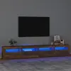 vidaXL Meuble TV avec lumières LED Chêne fumé 240x35x40 cm