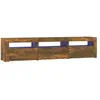 vidaXL Meuble TV avec lumières LED Chêne fumé 180x35x40 cm