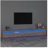 vidaXL Meuble TV avec lumières LED Chêne sonoma 270x35x40 cm