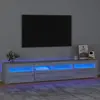 vidaXL Meuble TV avec lumières LED Sonoma gris 210x35x40 cm