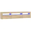 vidaXL Meuble TV avec lumières LED Chêne sonoma 195x35x40 cm