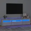 vidaXL Meuble TV avec lumières LED Gris béton 195x35x40 cm